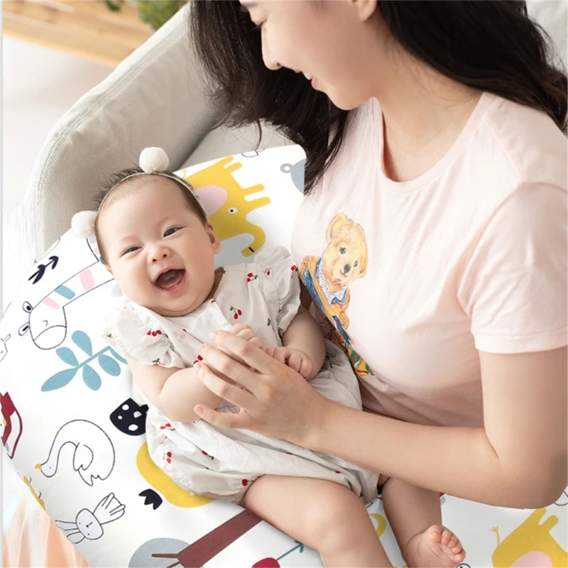 Cotton Nursing Pillow Lovely Pattern Baby Pillow Machine Washable for Comfortable Breastfeeding Bottle Feeding