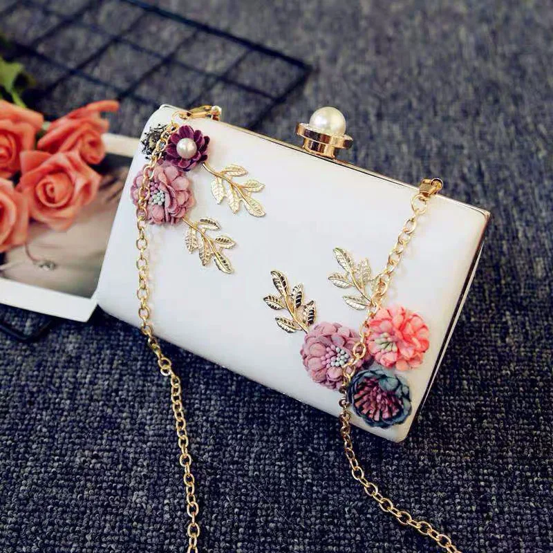 

YYW Floral Women Handbags Luxury Evening Party Bags Wedding Bridal Clutch Purse Chain Shoulder Crossbody Bags Elegant Sac A Main