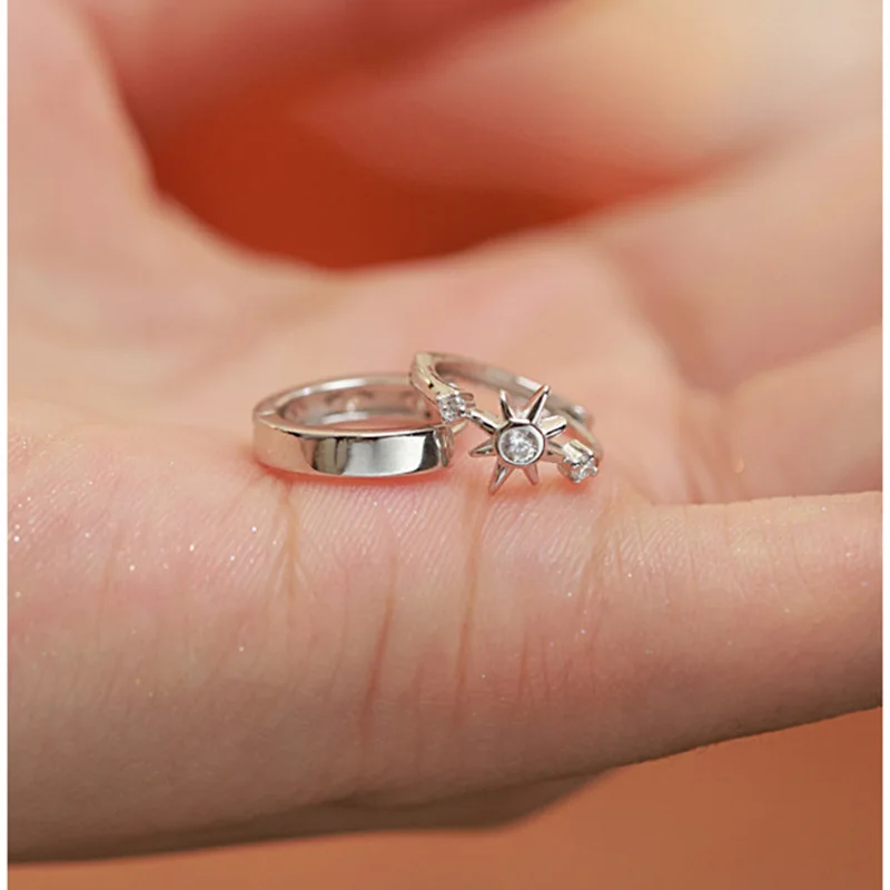 Detailed view of sterling silver hoop earrings