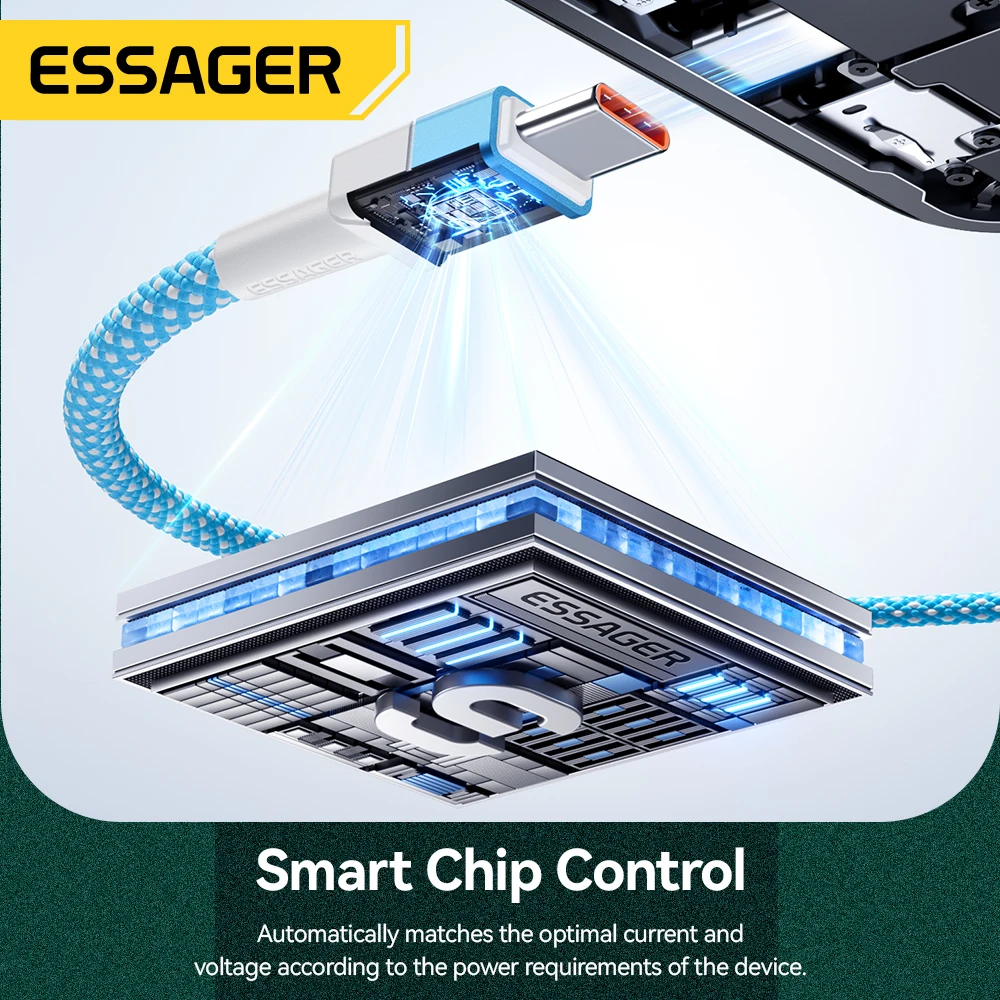 ESSAGER 100W 7A USB Type C Cable For Huawei 88W Super Fast Charging Wire Football Team Colors Cord For Xiaomi 15 Samsung Oneplus