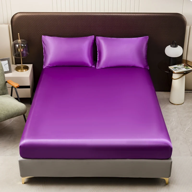 مجموعة ملاءات الساتان ذات اللون الصلب، تتضمن أغطية...