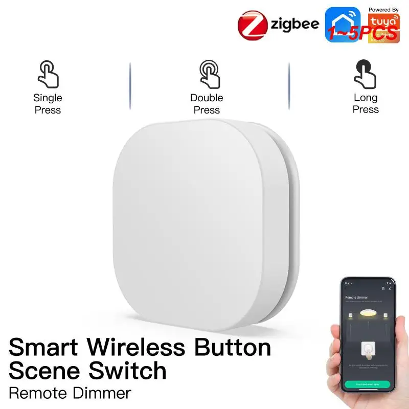 

Переключатель для умного дома Tuya ZigBee, беспроводной дистанционный переключатель с одним ключом, работает со шлюзом ZigBee, 1 ~ 5 шт.