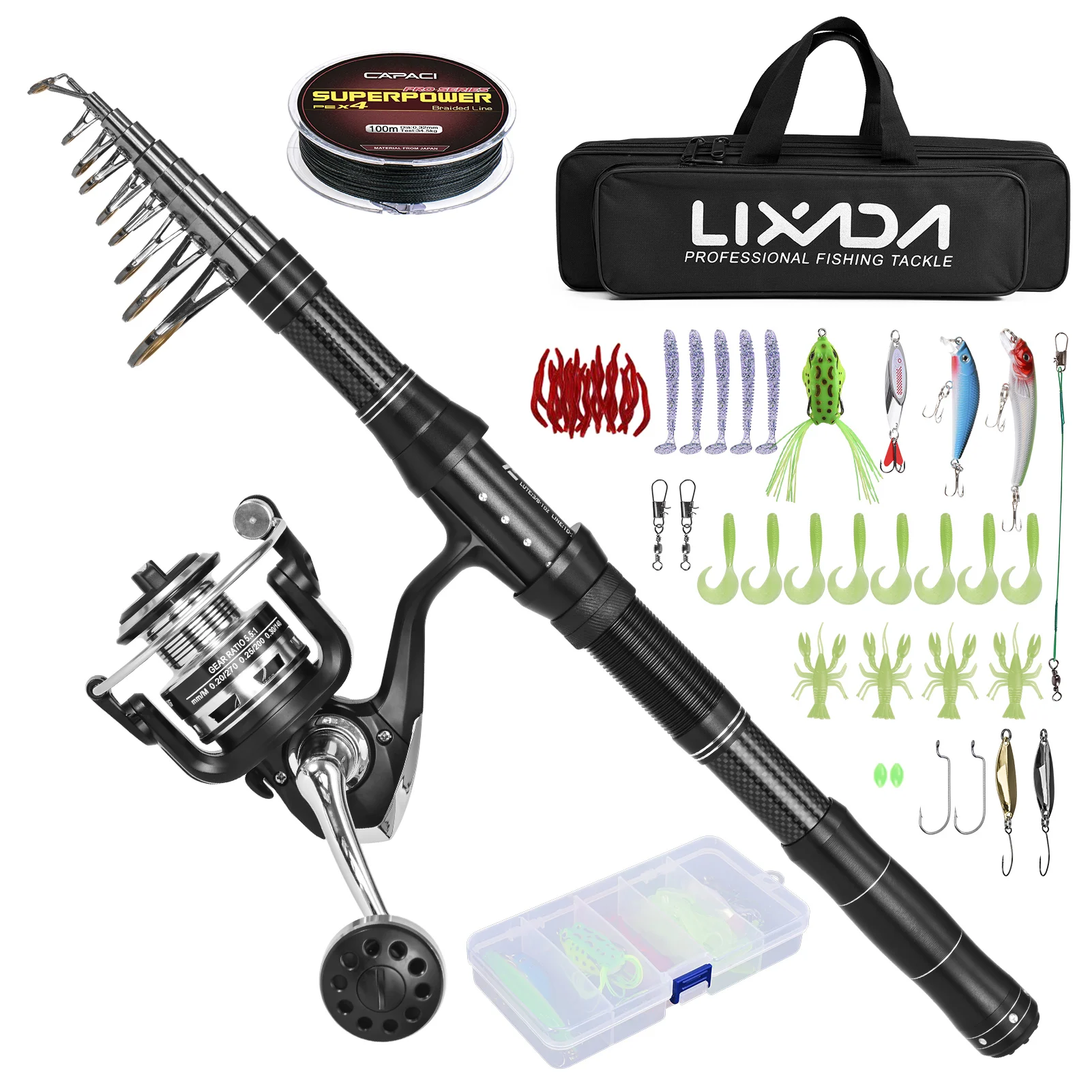 Fishing Rod Reel Combos Telescopic Fishing Pole with Spinning Reel