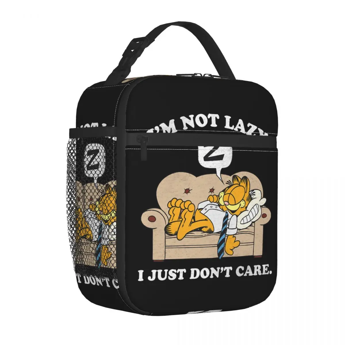 

Yellow Not Lazy Insulated Lunch Bags Thermal Bag Reusable Cat Portable Tote Lunch Box Food Storage Bags School Picnic