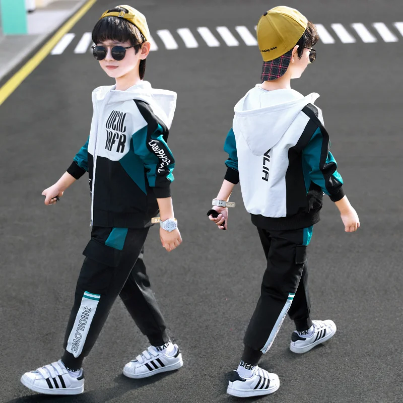

Child Tracksuit Hooded Clothes Boys Sport Suit for Teenager Kids Cotton Casual Sports Suit Children Fashion Hoodies and Pants