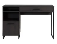 Wood & Metal Writing Desk with 1 Drawer and 1 Door for Teens Adult, 29.92in, Espresso Finish. 1