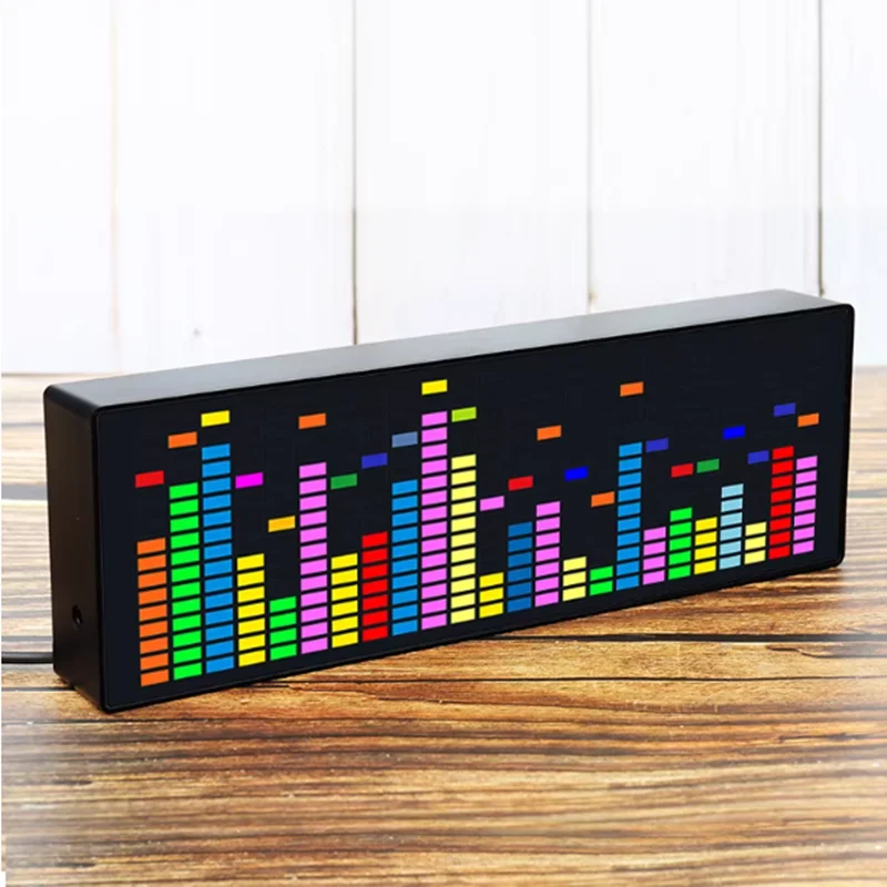 다채로운 LED 음악 스펙트럼 전자 시계 음성 제어 리듬 조명 1624 RGB 오디오 픽업 주변 소음 레벨 표시기