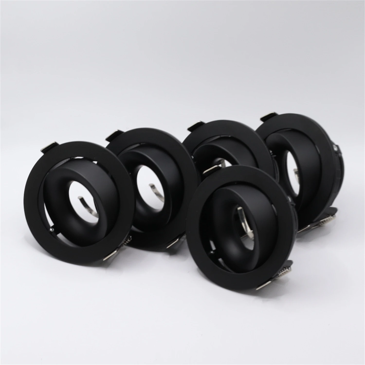 5pcs LED Spotlight Frame with GU10 Base Recessed Round Downlight Adjustable Angle Lamp for Kitchen Living Room Bedroom Lighting