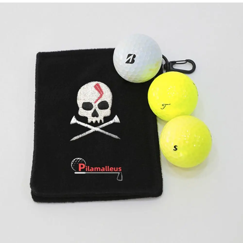Магнитное полотенце для гольфа с изображением черепа, влажные салфетки с карабином, прочная Магнитная ткань для протирания гольф-клуба, 15x10,5 см, мини-гольфы