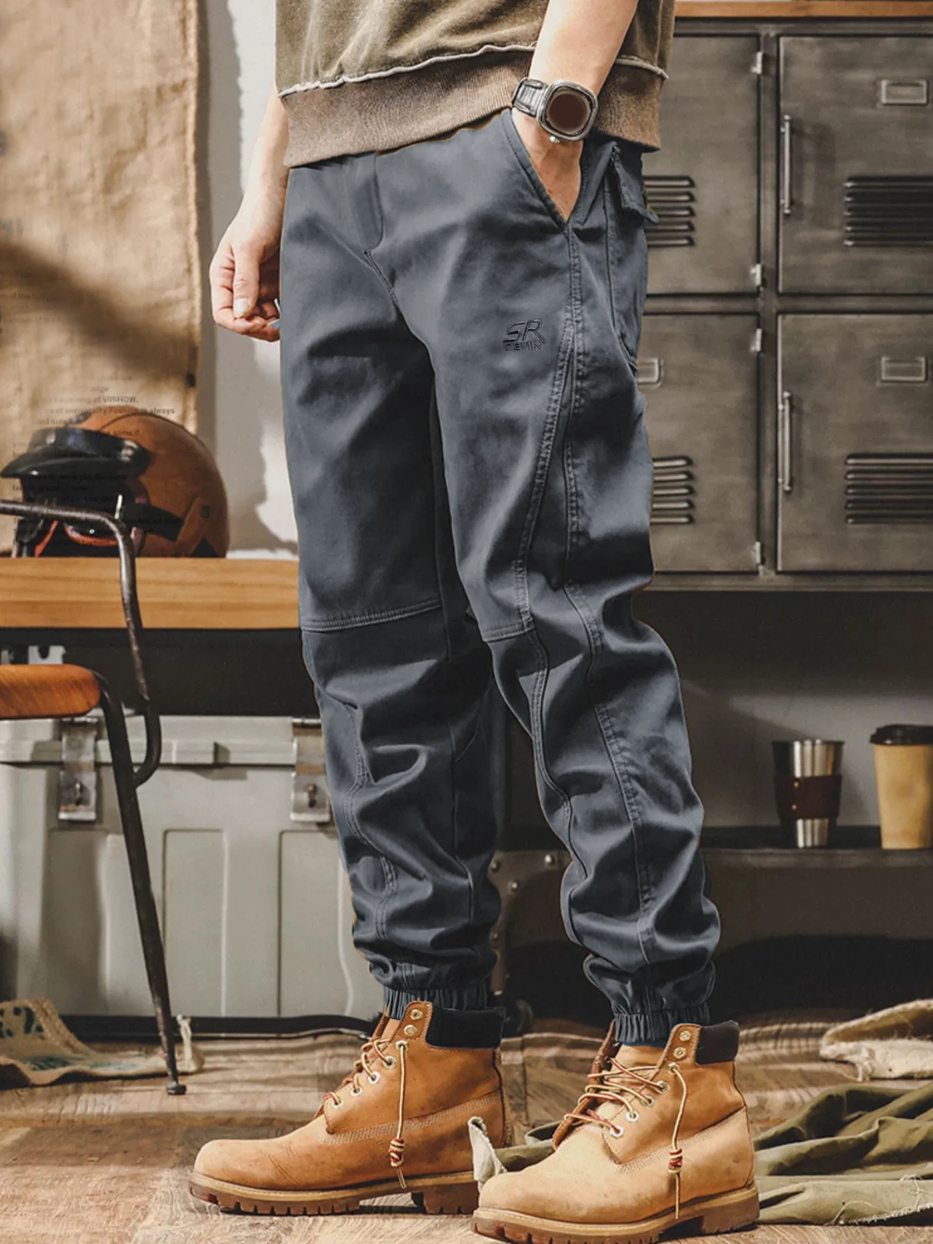 Description Picture 2 of itemFashionable men's baggy leggings, fashionable men's loose waist overalls, Haren slacks