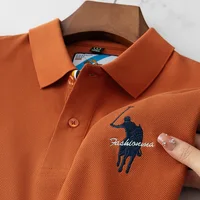 Polo brodé de luxe pour hommes, été, fin, respirant, 100% coton, noir, bleu marine, revers, manches courtes, hauts, vêtements de marque 3