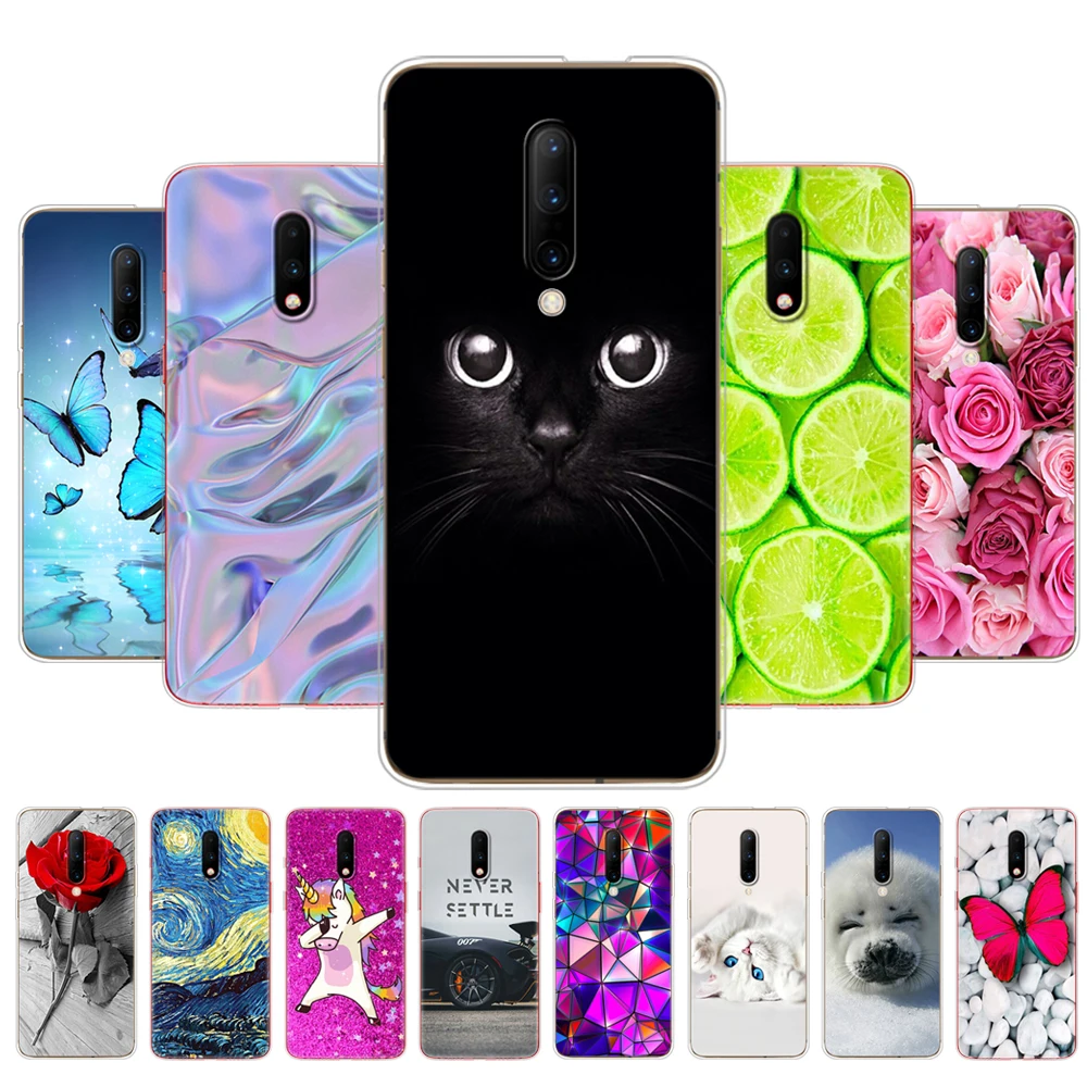 Custodia In Silicone Per Oneplus 7 Custodia Per One Plus 7 Pro Custodia Etui Cover Per Oneplus 7 Pro 2019 Custodia Coque Bag Bumper 1 + 7 Flower