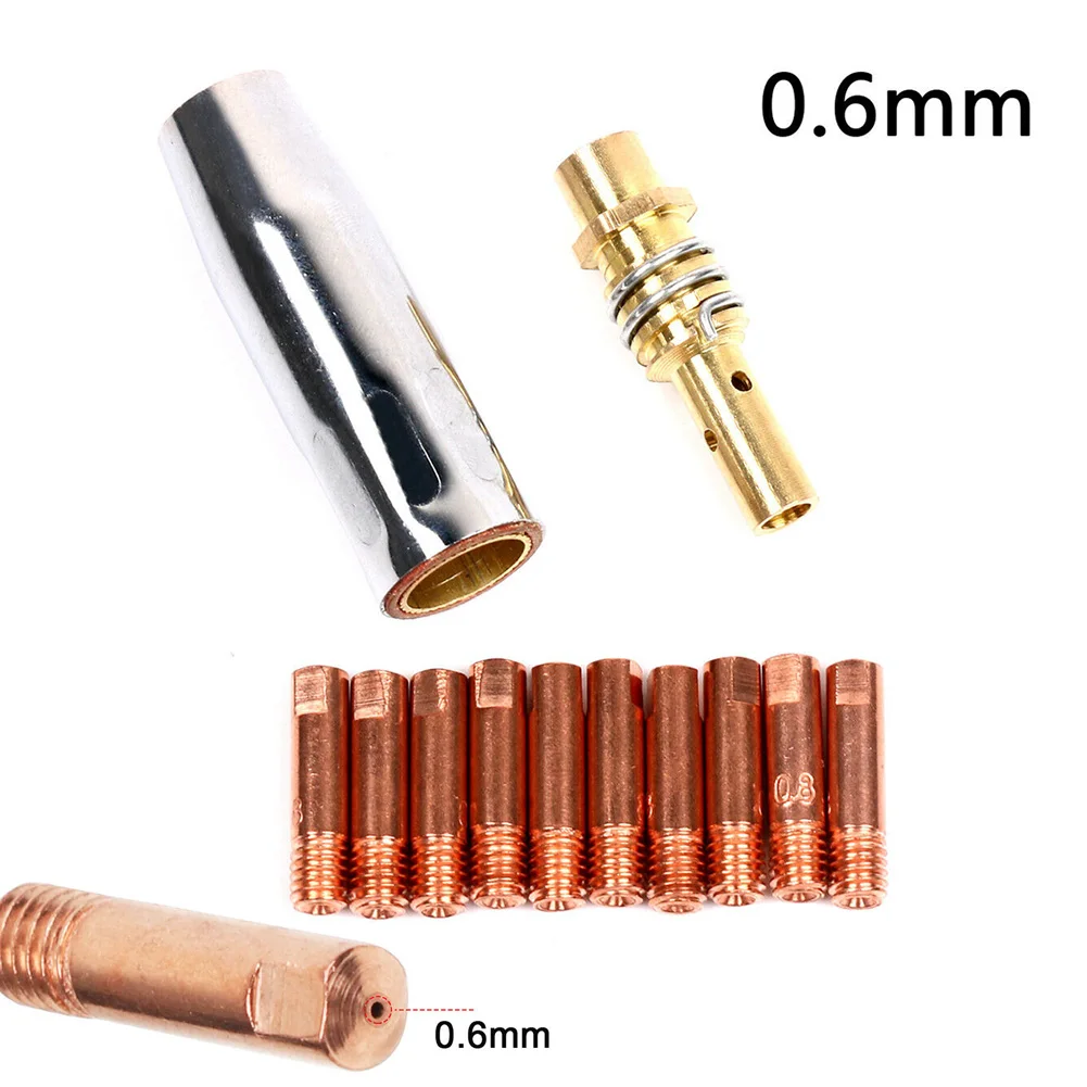 

Nozzle Contacts 0.6/0.8/1.0mm 12pcs Accessories Holder Kit M6x25mm Tip MB15 MIG Replace Shroud Tips Welding Torch