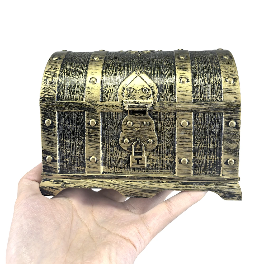 Coffre Au Trésor Pirate Pour Enfants - Boîte Avec Serrure Vintage - 14x9,7x9,5 Cm - Décoration Fête, Rangement Jouets