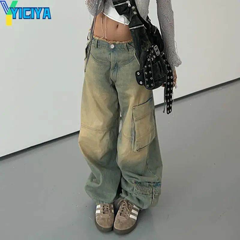 

YICIYA jeans y2k vintage Full Length pants jean More than a pocket oversized Women's New low waist baggy Pant Trousers fashion