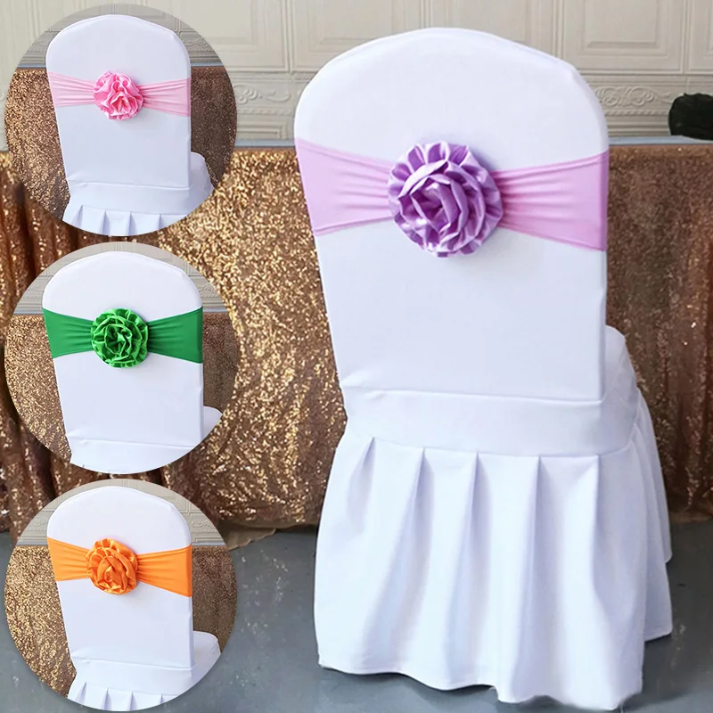 New Stretch Flower Chair Band Belt Ribbon Bowknot Wedding Engagement