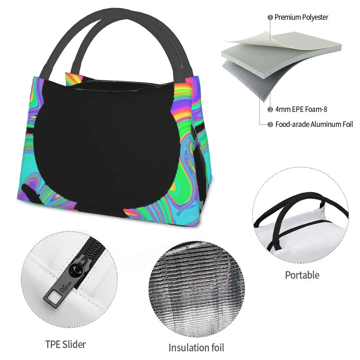 Psychedelic Github Portable insulation bag for Cooler Thermal Food Office Pinic Container
