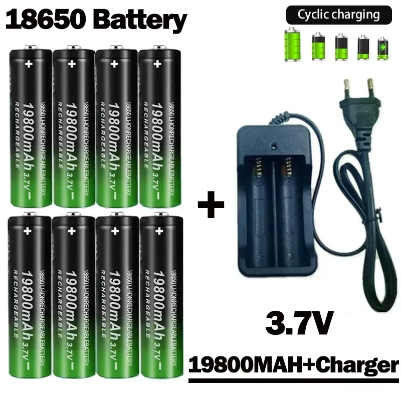 

18650 Battery 2024NewBestselling 19800mAh+Charger 3.7V 18650Li-ion Batteries Rechargeable Battery for Remote Control Screwdriver