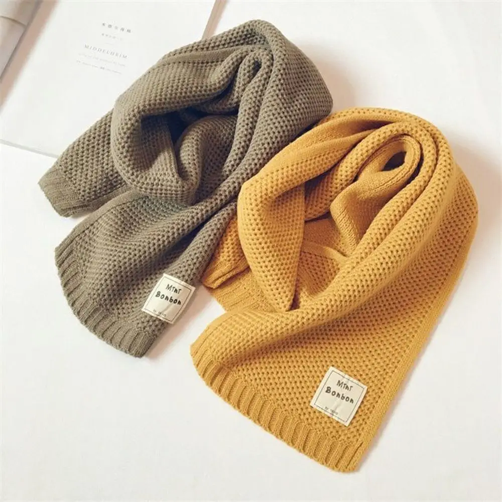 1 Pc Comfortable Children Scarf Ins Versatile Solid Color Knitted Shawl For Girl Baby Kids Warm Simple Korean Style Wrap
