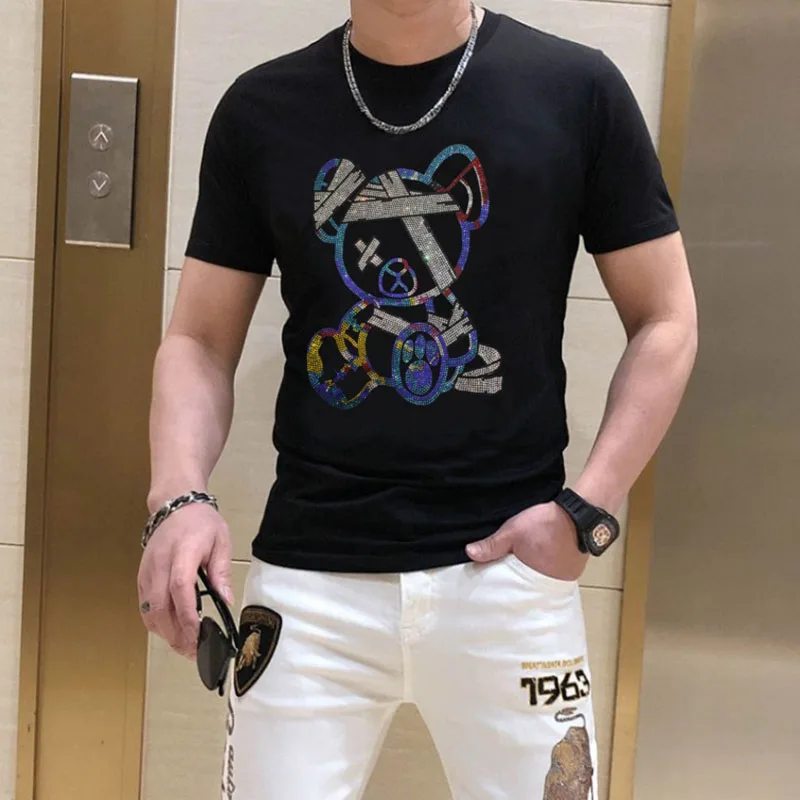 

2023 new casual tshirt fashion Hot drill t shirt menshort sleeved camisetas slim fit Tops & Tees high quality t-shirt 062