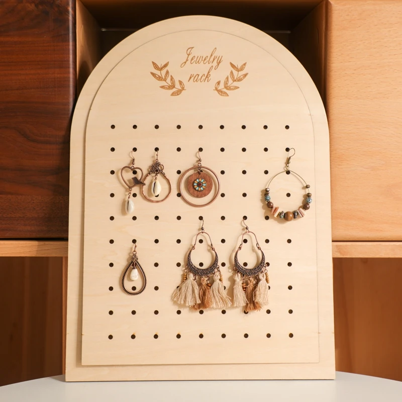 Wooden Jewelry Display Stand Tray Storage Racks Earrings Necklaces Rings Jewelry Box Desktop Organizer Holder Make Up Packaging