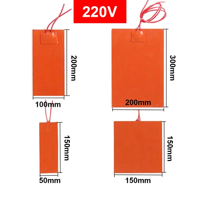12V/220V Silicone Rubber Heating Pad Square Rubber Electric Heat Mat Plate  Flexible Waterproof 3D Printer Glue Sticker Adhesive - AliExpress
