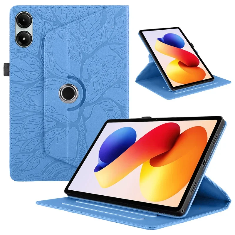 Embossed Tree Wallet Flip Folio with 360-Degree Rotating Capability