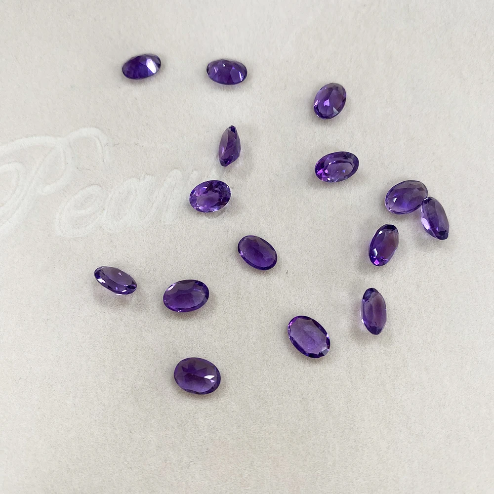 7X5mm 100% Natural Amethyst Loose Stone Oval Cut 0.75ct Purple Gemstone for Ring Earring Necklace DIY Jewelry Making Accessory loose gemstones