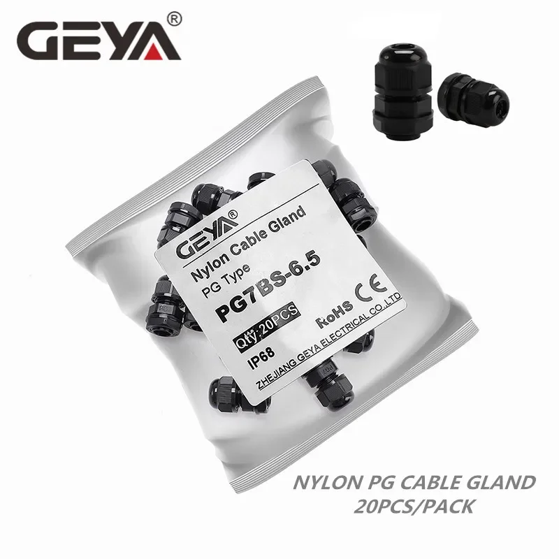 PG Cable Gland Waterproof Black Nylon Plastic Connector IP68 Cable Gland GEYA PG7 PG9 PG11 PG13.5 PG16 PG21