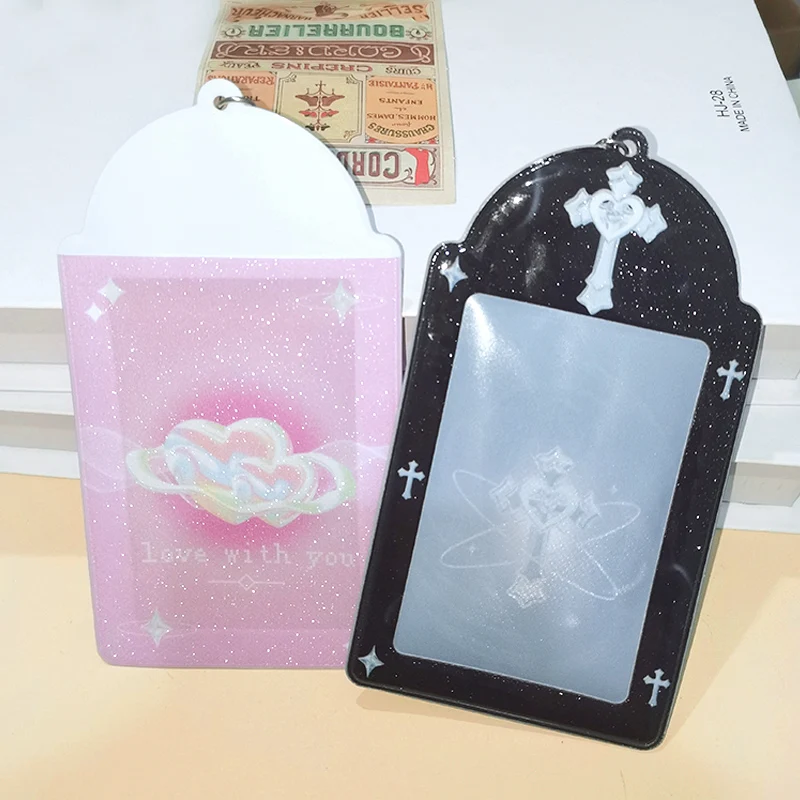 Korean Style Card Sleeve Sweet Idol Photo Protection Sleeve With Keychain INS Portable Card Holder Students Supplies 3 Inch