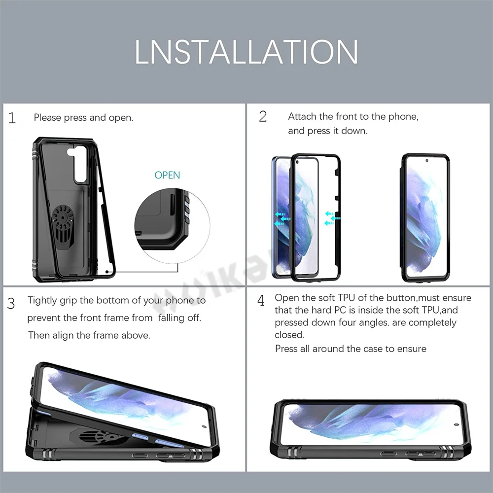 For Samsung S22 S21 FE Ultra Case Plus A52 A32 A51 A12 A32 5G Kickstand Camera Slide Lens Protective Military Grade Rugged Cover