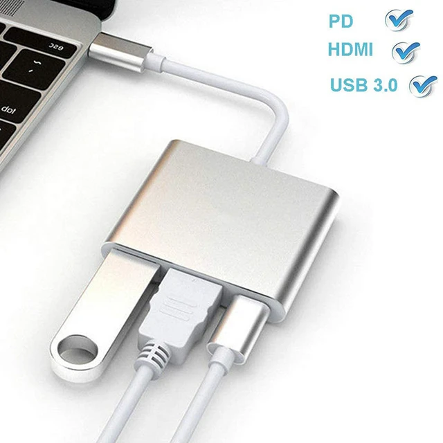 Apple MJ1K2AM/A Lightning to HDMI, USB-A, and USB-C Multiport