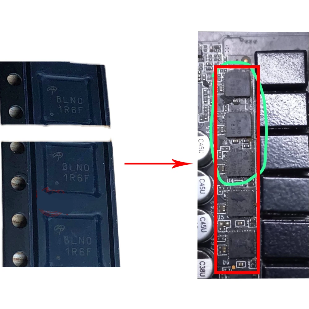 BLNO GPU 전원 IC 칩 그래픽 카드 전원 칩 1 개, ZOTAC RTX3070 3060 화이트 gpu mosfet 그래픽 카드 GPU 액세서리
