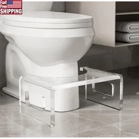7" Acrylic Toilet Stool Optimal Bowel Movement 15mm Thickness 300LBS Capacity Non-Slip Bathroom Stool Child-Friendly Step Stool 1