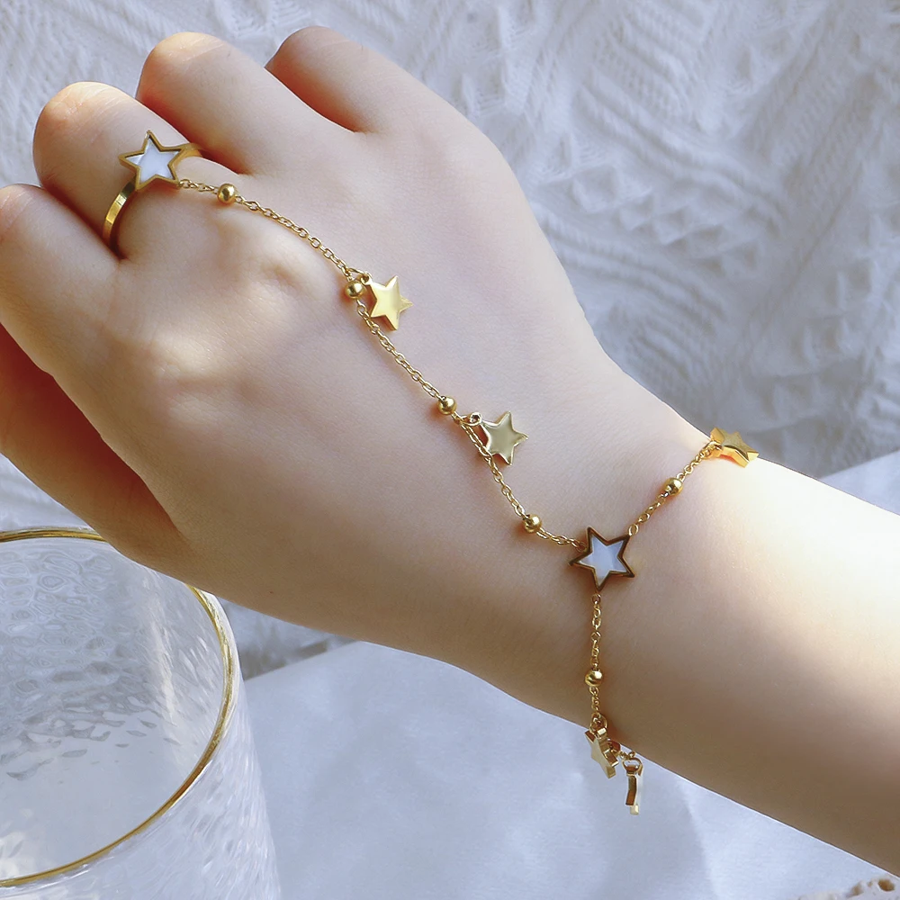 Boho Multi-Layer Connected Pearl Finger Bracelets Women Gold Chain With  Rings Hand Accessories Jewelry Lady Gifts - AliExpress