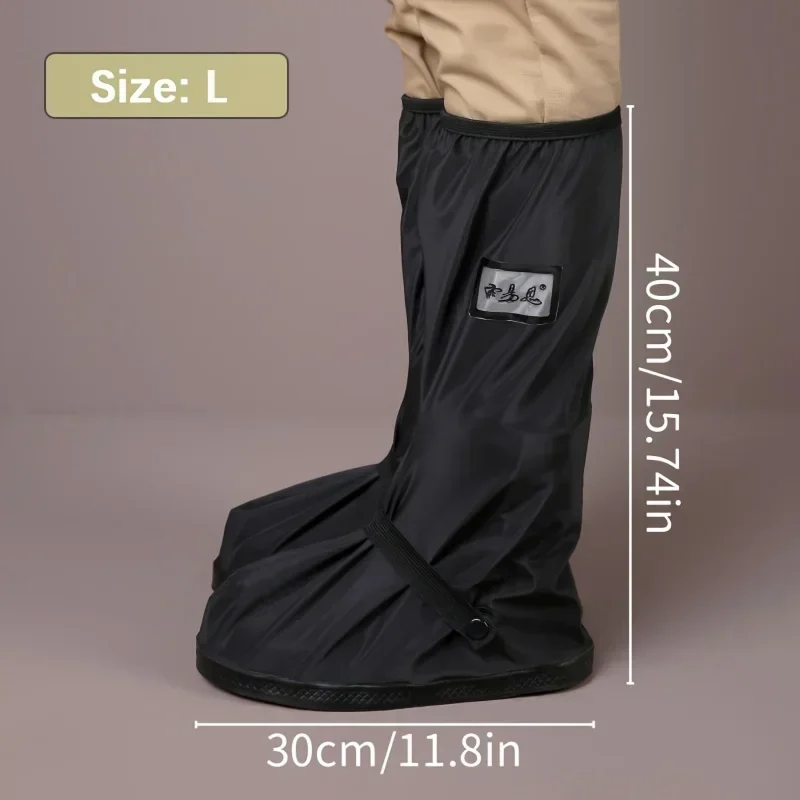 Cycling Motorcycle Waterproof Rain Shoes Boots Cover 40 CM High Tube Anti-Slip Reusable PU Leather Rain Protection Pants Covers