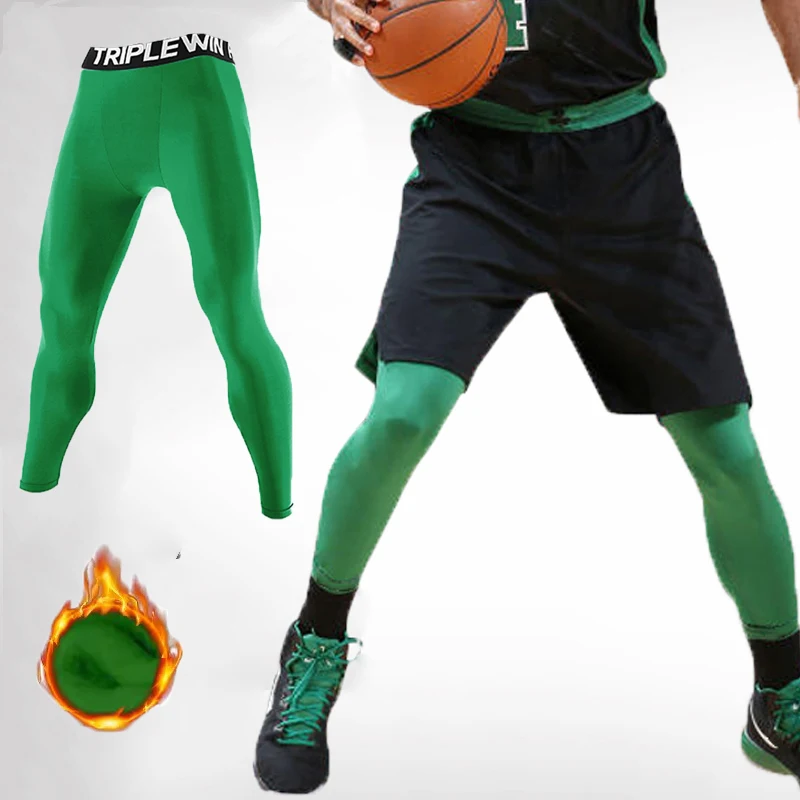 Men Fleece Thermal Running Tights GYM Exercise Fitness Leggings Basketball Hiking Trainning Sport Soccer Compression Clothing 85 sports leggings compression pants