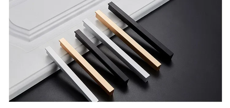 Description Picture 3 of itemBlack Golden Modern Cupboard Kitchen Hardware Wardrobe Closet Pull T Bar Aluminum Alloy Cabinet Drawer Knob Box Handle