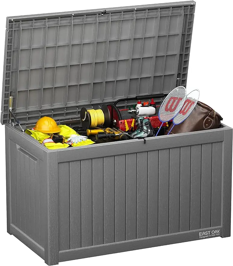 

EAST OAK 230 Gallon Deck Box, Outdoor Storage Box with Padlock, Large Outdoor Container, Waterproof and UV Resistant, Grey