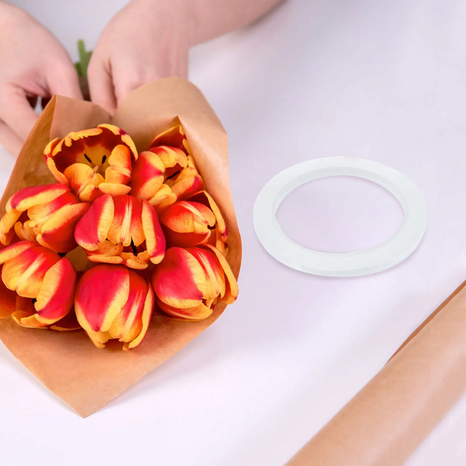 6 롤 꽃 테이프 DIY 꽃 꽃다발을위한 투명 신축성 줄기 포장 테이프 화환 만들기 공예 프로젝트 선물