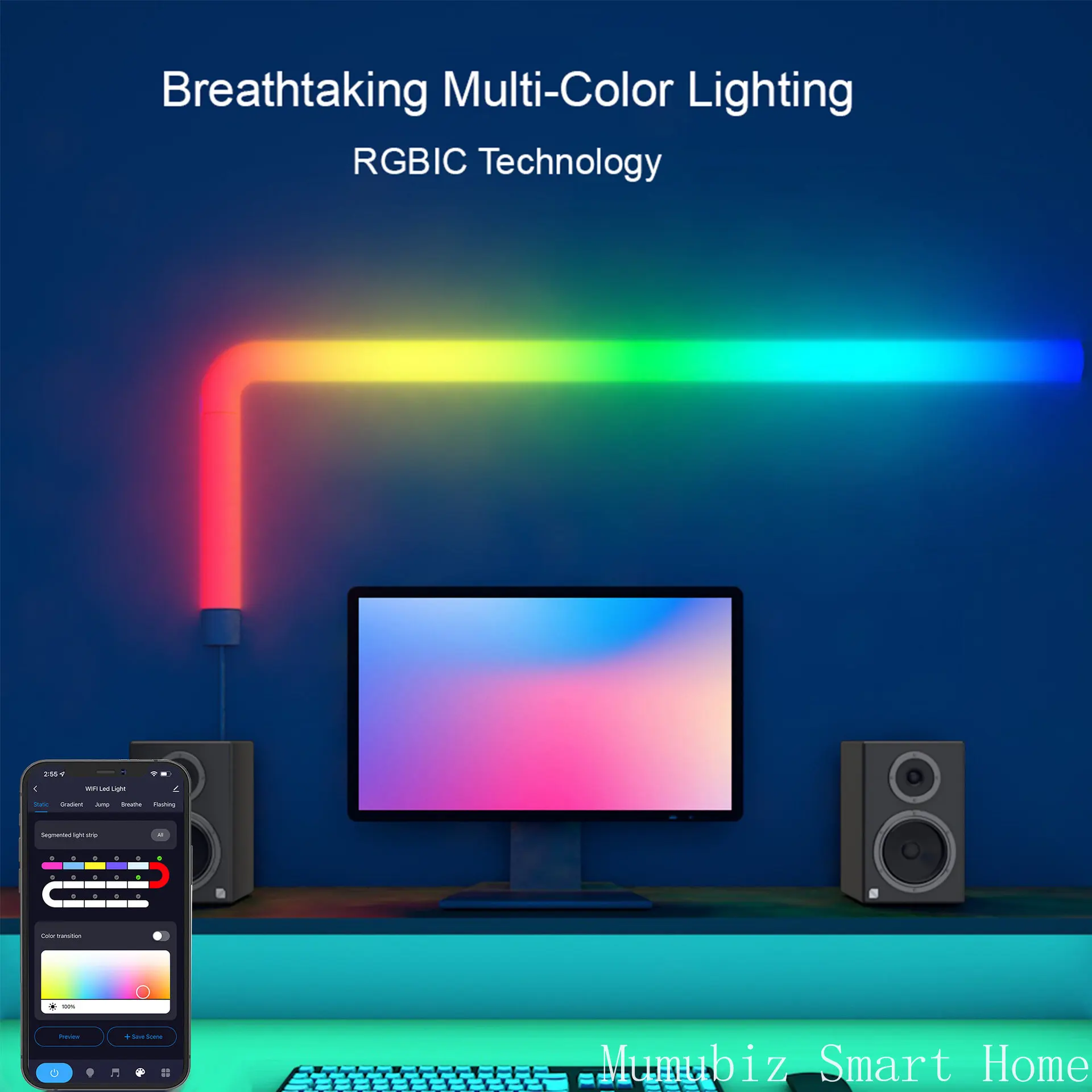 Barras de luz LED RGB inteligentes tuya wifi sincronização de música, para  jogos, pc, decoração de quarto, alexa e google home - FRETE GRÁTIS - MDT  Store