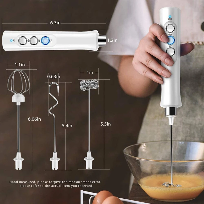 

Frother Whisk,Lattes,Egg Mix, Matcha, Hot Chocolate Milk Frother Plastic,Metal With 3 Stainless Steel Whisks