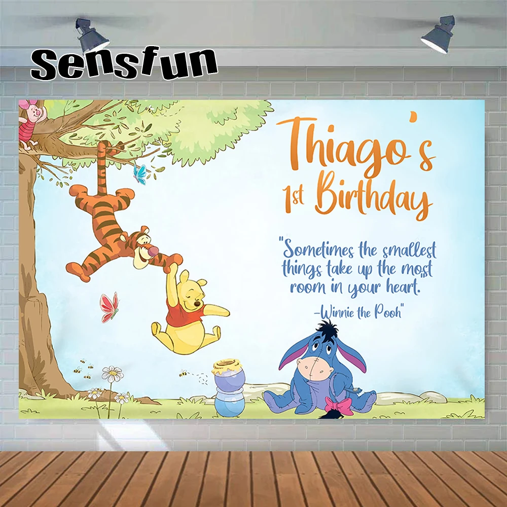 CartoonWinnieThePoohPhotographyBackdropsBoysBabyShower1st