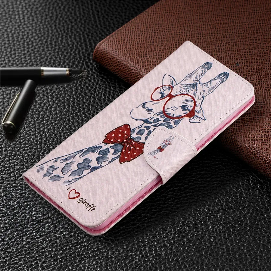 Elegant Magnetic Flip Leather Wallet Case with Artistic Paintings Design