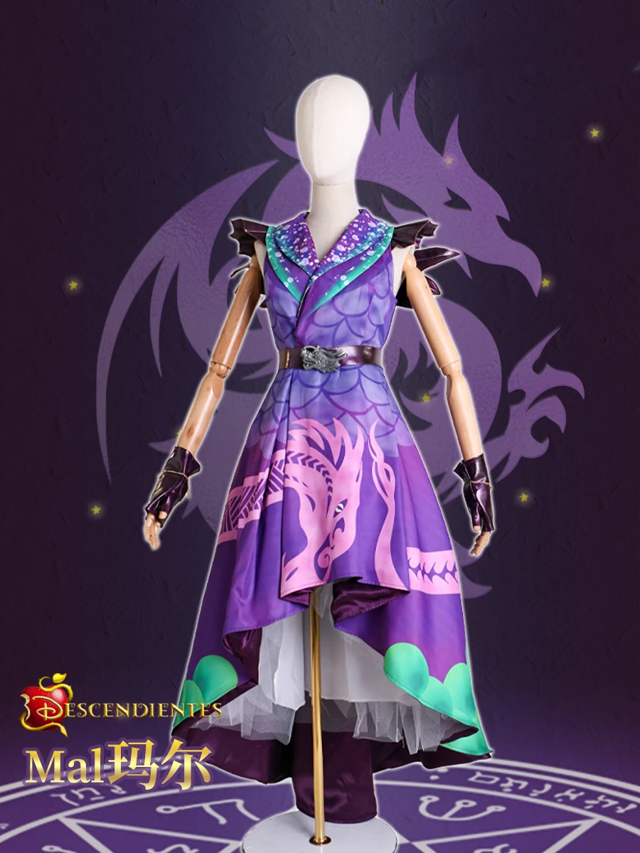 

Anime Descendants 3 King Mal Purple Dress Princess Party Outfit Uniform Cosplay Costume Women Halloween Free Shipping 2022 New
