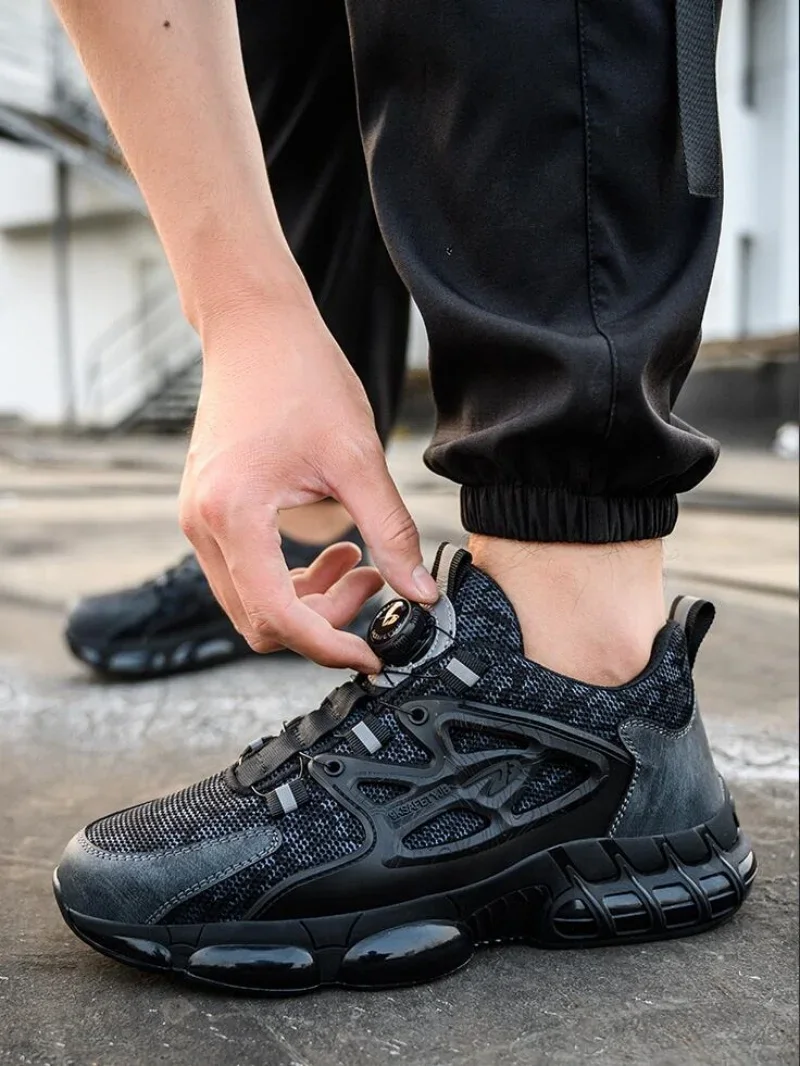 Safety Steel Toe Work Trainers For Men With Rotating Button_voghion.com