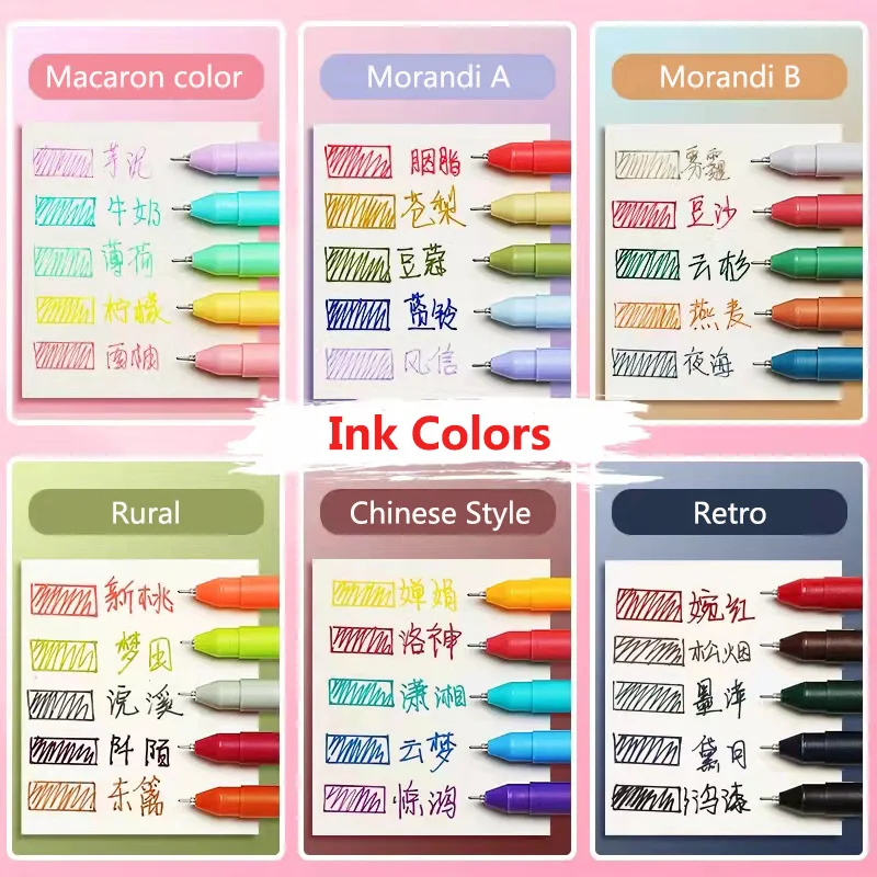 Color Ink Gel Pen Set 0.5mm Refill Smooth Ink Writing Durable Signing 5 Colors Vintage Macarons Pens Gift gel pens color pen set colored pens