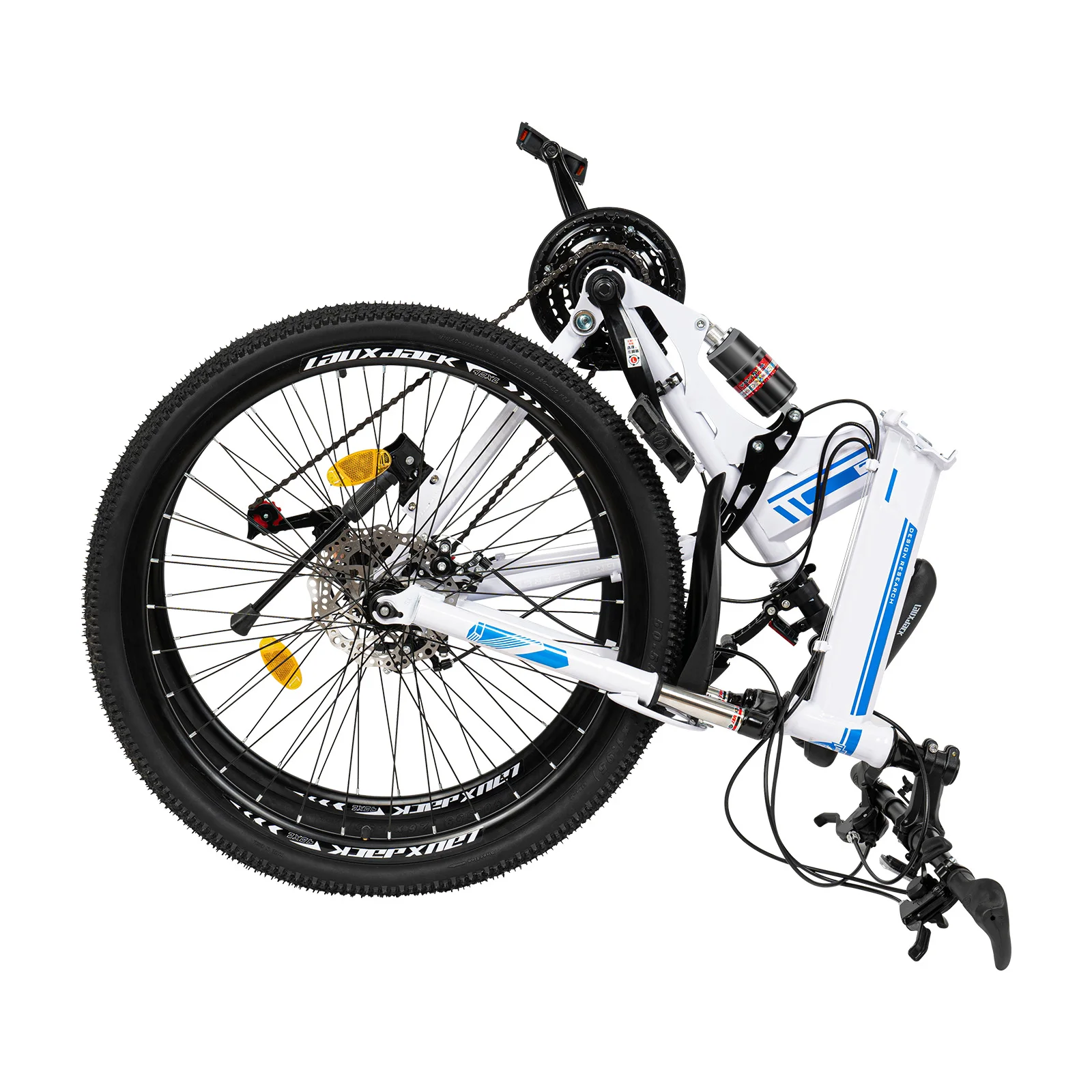 26 Inch Folding Mountain Bicycle 21 Speeds Portable Foldable Bike High Carbon Steel Body Dual Disc Brakes Bicycle