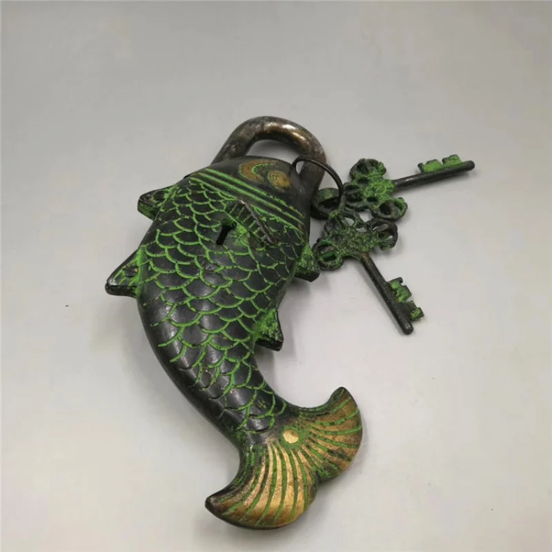 

Vintage Vintage Bronze Antique Crafts Factory Wholesale Collection (Brass Copper Fish Lock) Ornaments