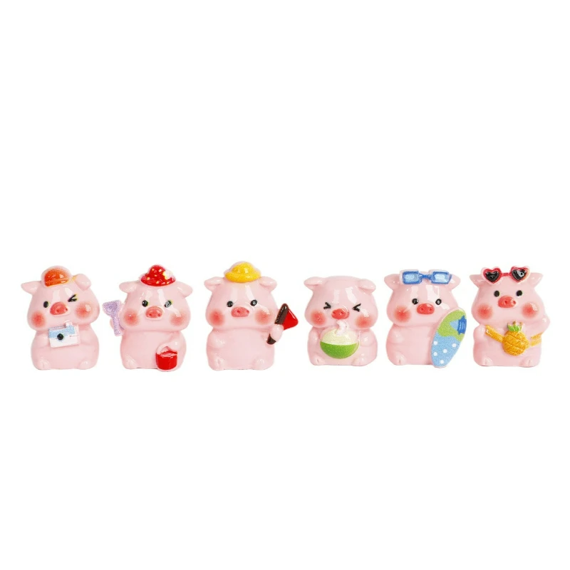 Charming Pink Pig Resin Figurines - Kawaii Miniature Home & Garden Decor Ornaments